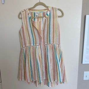 Rainbow  Striped Sleeveless Babydoll Top